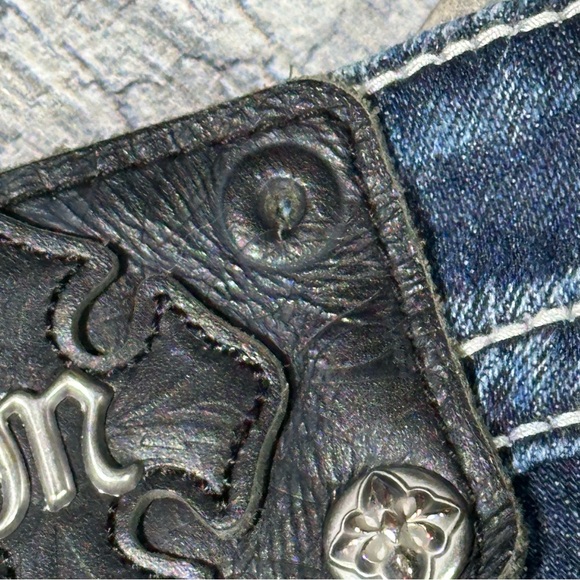 MISS ME Lace & Rhinestone Low Rise Signature Straight Leg Jeans 29 - Picture 14 of 14